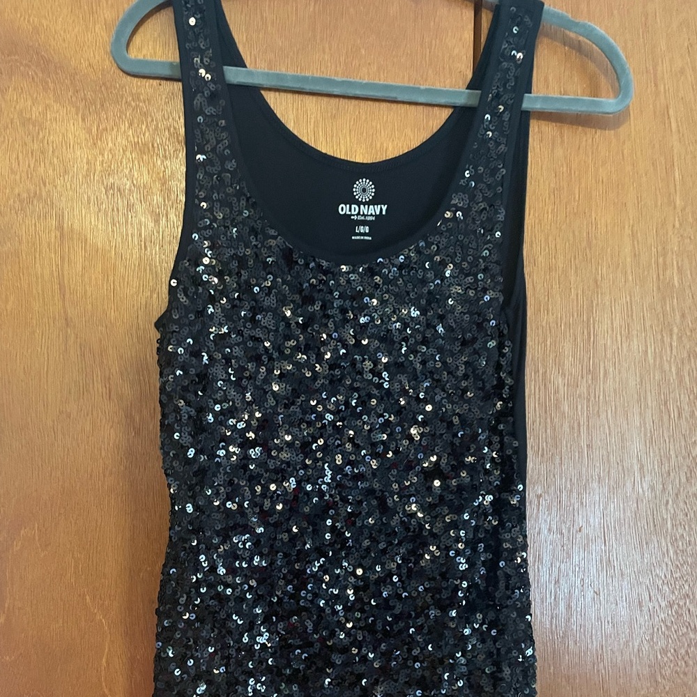 Black Sequin Tank Top